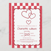 Modern Red Chalk Stripes Vertical Baby Shower