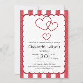 Modern Red Chalk Stripes Vertical Baby Shower Einladung (Vorderseite)