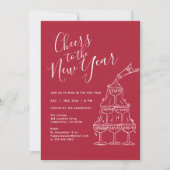 Modern Red Cheers to the New Year Party Einladung (Vorderseite)
