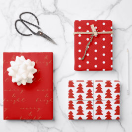 Modern Red Christmas Geschenkpapier Set