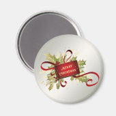 Modern Red Christmas Holiday Magnet (Vorderseite/Rückseite)
