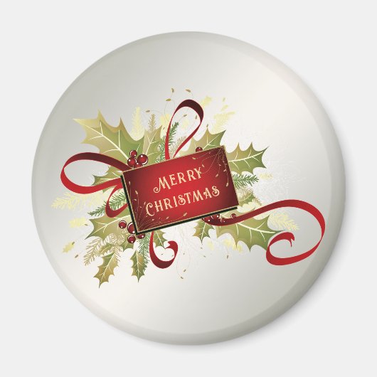 Modern Red Christmas Holiday Magnet (Vorne)