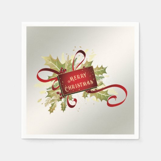 Modern Red Christmas Holiday Napkin Serviette (Vorderseite)