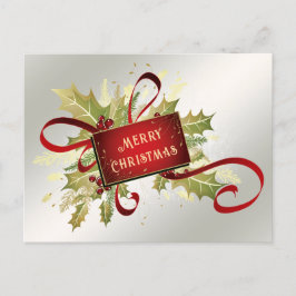 Modern Red Christmas Holiday Postkarte