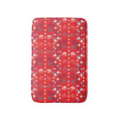 Modern Red Christmas Holiday Snowflake Muster Badematte (Vorderseite Vertikal)