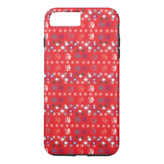 Modern Red Christmas Holiday Snowflake Muster Case-Mate iPhone Hülle (Rückseite)