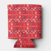 Modern Red Christmas Holiday Snowflake Muster Dosenkühler (Rückseite)