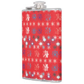 Modern Red Christmas Holiday Snowflake Muster Flachmann (Links)