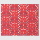 Modern Red Christmas Holiday Snowflake Muster Geschenkpapier (Flach)