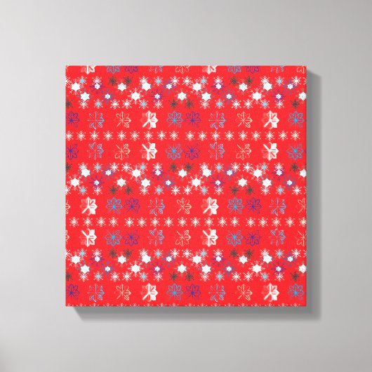 Modern Red Christmas Holiday Snowflake Muster Leinwanddruck (Vorderseite)