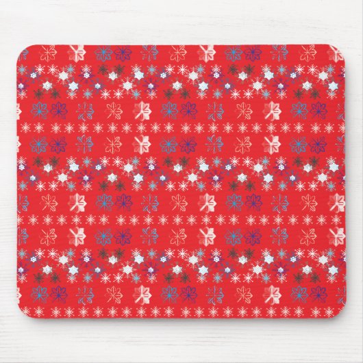 Modern Red Christmas Holiday Snowflake Muster Mousepad (Vorne)