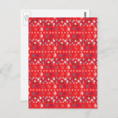 Modern Red Christmas Holiday Snowflake Muster Postkarte (Vorne/Hinten)