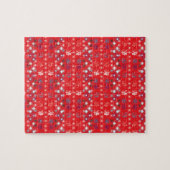 Modern Red Christmas Holiday Snowflake Muster Puzzle (Horizontal)