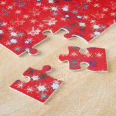 Modern Red Christmas Holiday Snowflake Muster Puzzle (Seite)