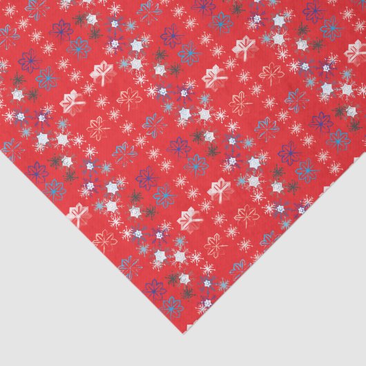 Modern Red Christmas Holiday Snowflake Muster Seidenpapier (Ausschnitt)