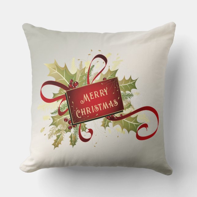 Modern Red Christmas Holiday Throw Kissen (Vorderseite)