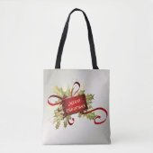 Modern Red Christmas Holiday Toag Tasche (Vorderseite)