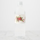 Modern Red Christmas Holiday Water Flasche Label Wasserflaschenetikett (Vorderseite)