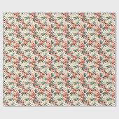 Modern Red Christmas Holly Berries Geschenkpapier (Flach)