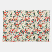 Modern Red Christmas Holly Berries Geschirrtuch (Horizontal)