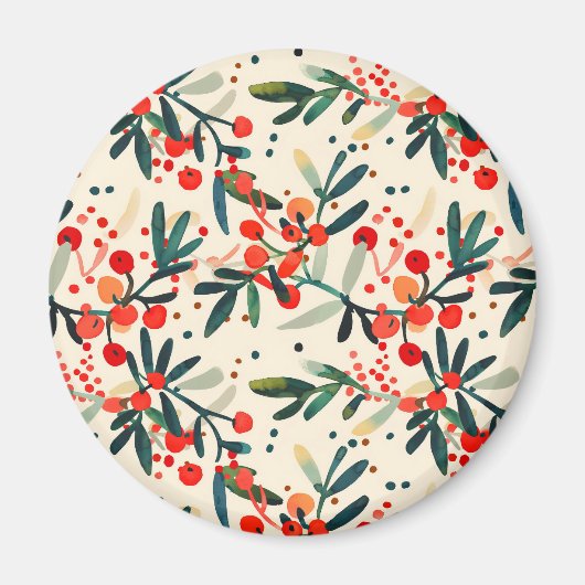 Modern Red Christmas Holly Berries Magnet (Vorne)