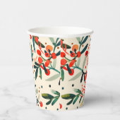 Modern Red Christmas Holly Berries Pappbecher (Rechts)