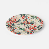 Modern Red Christmas Holly Berries Pappteller (Schrägansicht)