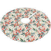 Modern Red Christmas Holly Berries Polyester Weihnachtsbaumdecke (Schrägansicht)