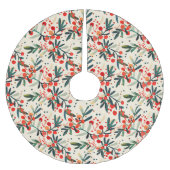 Modern Red Christmas Holly Berries Polyester Weihnachtsbaumdecke (Vorderseite)