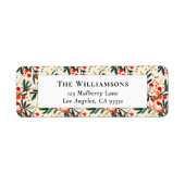 Modern Red Christmas Holly Berries Rücksendeadress (Vorne)