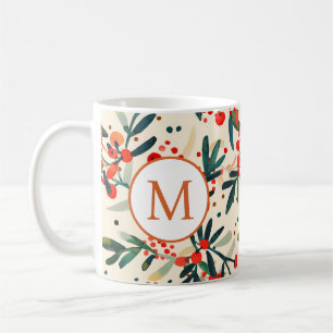 Modern Red Christmas Holys Monogram Kaffeetasse