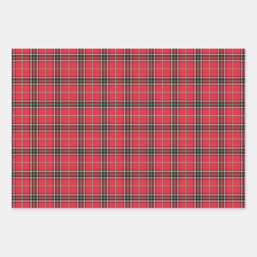 Modern Red Christmas Kariert Tartan Pattern Geschenkpapier Set (Vorderseite 2)