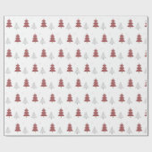 Modern Red Christmas Tree Muster Geschenkpapier (Flach)