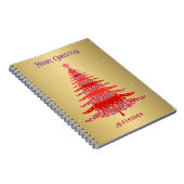 Modern Red Christmas Tree Snowflakes Name Gold Notizblock (Rechte Seite)