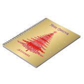 Modern Red Christmas Tree Snowflakes Name Gold Notizblock (Linke Seite)