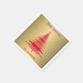 Modern Red Christmas Tree Snowflakes Name Gold Serviette (Ecke)