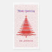Modern Red Christmas Tree Snowflakes Personalisier Serviette (Vorderseite)