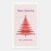 Modern Red Christmas Tree Snowflakes Personalisier