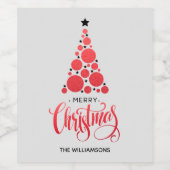 Modern Red Christmas Tree Weinetikett (Einzelnes Label)