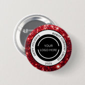 Modern Red Company Logo and Name Christmas  Button (Vorne & Hinten)