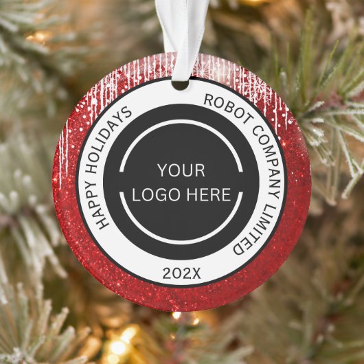 Modern Red Company Logo und Name Ornament (Baum)