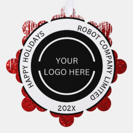 Modern Red Company Logo und Name Ornament Karte