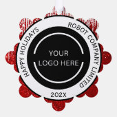 Modern Red Company Logo und Name Ornament Karte (Rückseite)