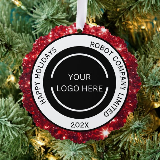 Modern Red Company Logo und Name Ornament Karte (Insitu (Baum))