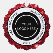 Modern Red Company Logo und Name Ornament Karte (Rückseite)