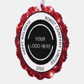 Modern Red Company Logo und Name Ornament Karte (Links)