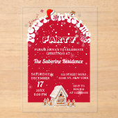Modern Red Curved Graffiti Merry Christmas Party Acryleinladungen (Vorderseite)