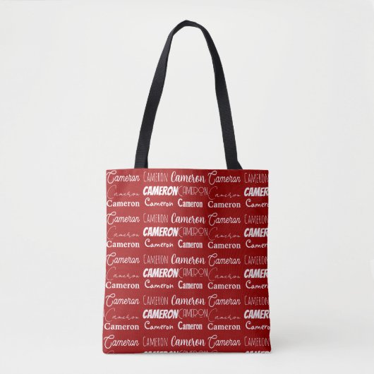 Modern Red Customized Name Collage Tasche (Vorderseite)