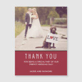 Modern Red Dankeschön für Hochzeit Foto Magnet (Vorderseite)