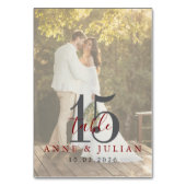 Modern Red Daytime Wedding Table Seating Chart Tischnummer (Rückseite)